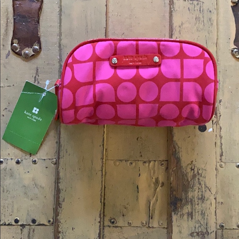 NWT KATE SPADE ♠️  LOGO FABRIC ZIP MINI BAG VERSATILE MAKEUP JEWELRY TRAVEL BAG